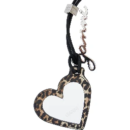 Bou Heart Brown Mirror with Logo Lettering Pendant and Leopard Motif in Metal Woman