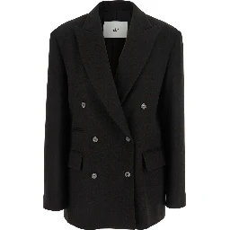 Frost Brown Double-Breasted Jacket with Peak Revers in Wool Woman