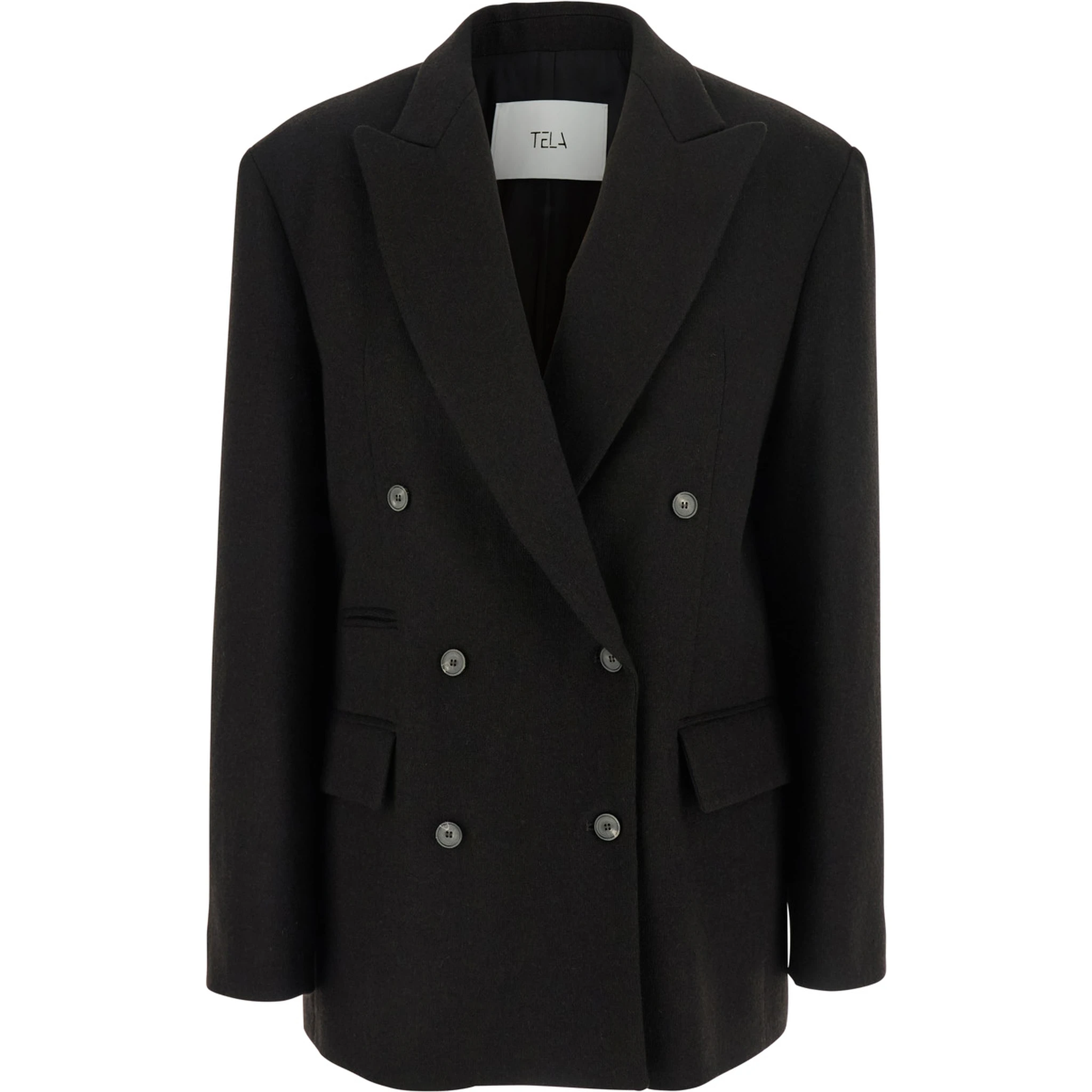 Frost Brown Double-Breasted Jacket with Peak Revers in Wool Woman