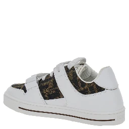 White Sneakers with All-Over FF Motif in Leather Boy