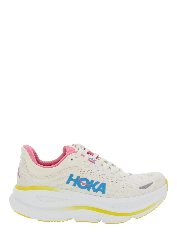 Bondi 9 White Low Top Sneakers with Maxi Logo Lettering on the Side in Tech Fabric Unisex