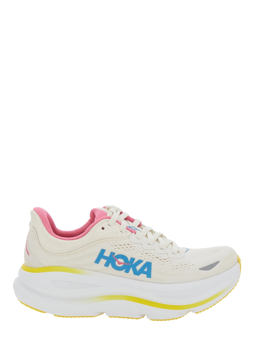 Bondi 9 White Low Top Sneakers with Maxi Logo Lettering on the Side in Tech Fabric Unisex