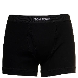 Black Cotton Boxer with Logo
