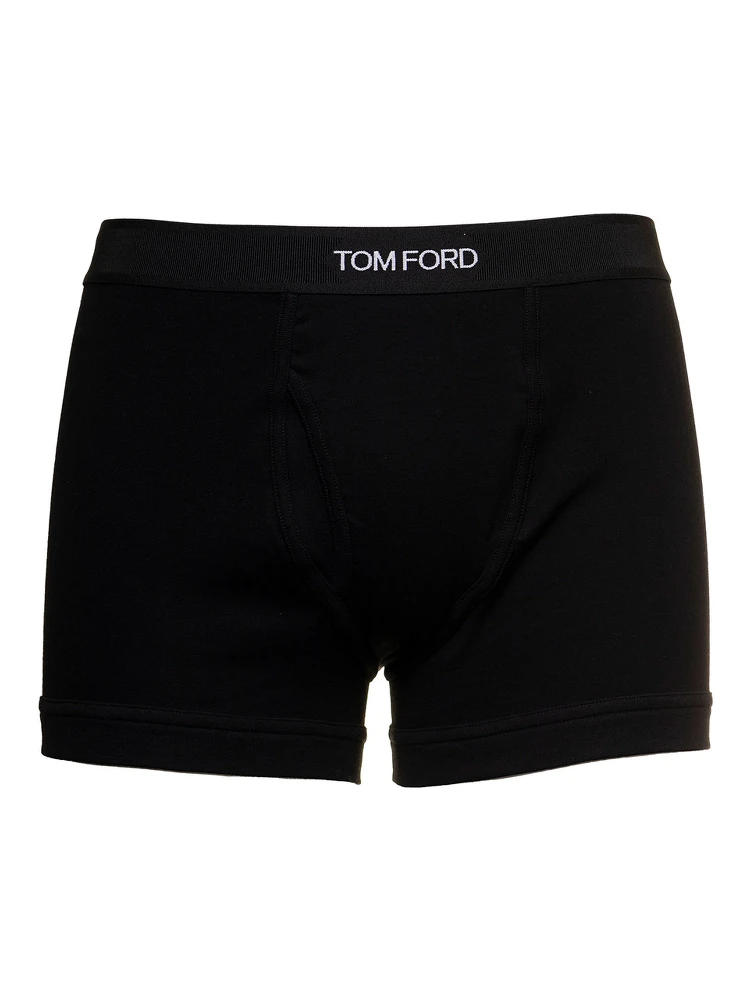 Black Cotton Boxer with Logo