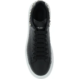 Black Low Top Sneakers with Stud Embellishments in Leather Man