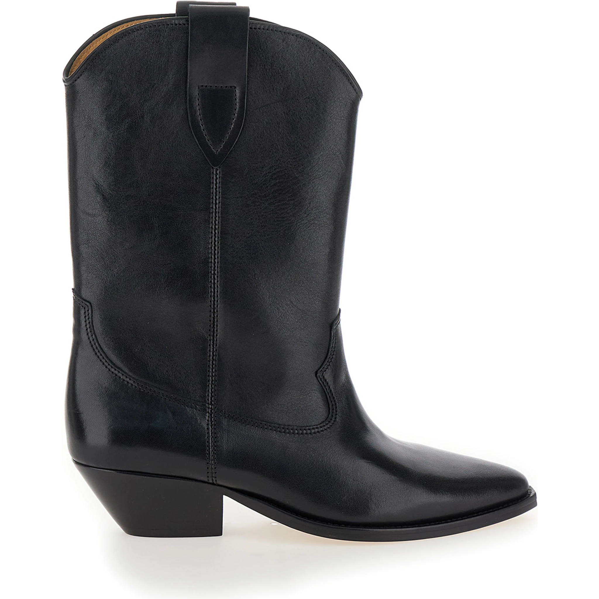 Duetro Black Ankle Boots with Western Heel in Leather Woman
