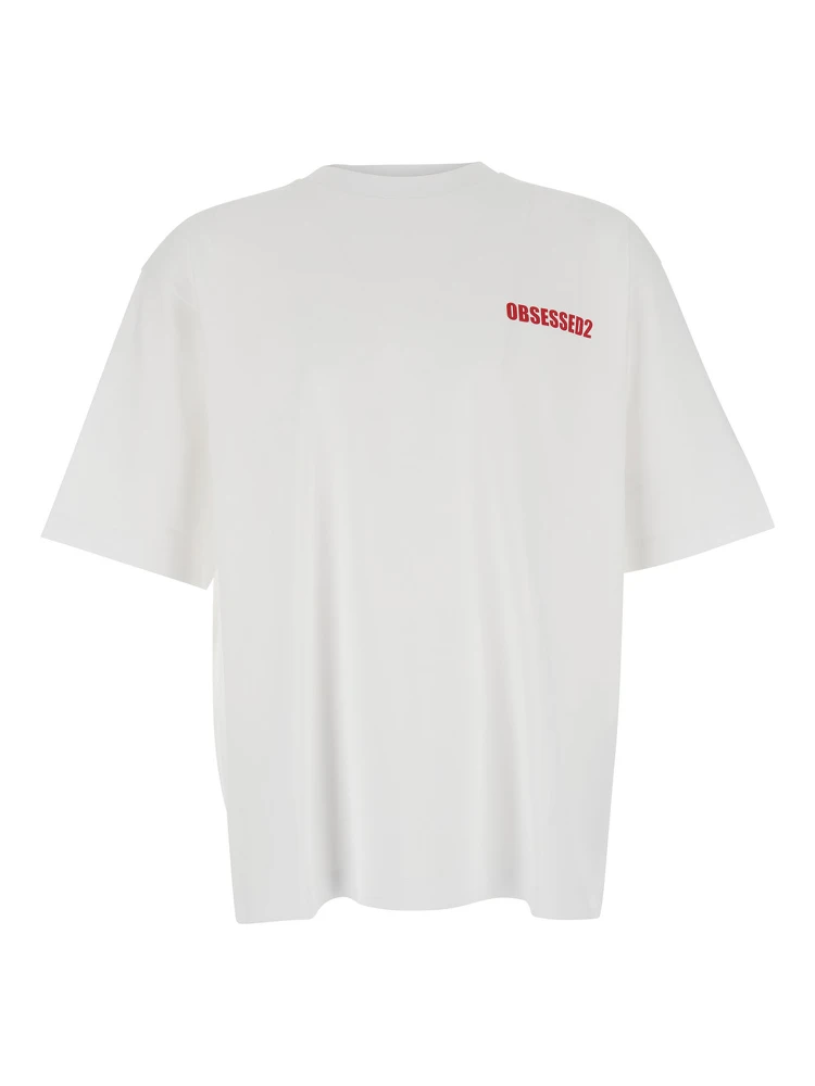 White T-Shirt with Logo on the Front in Cotton Man