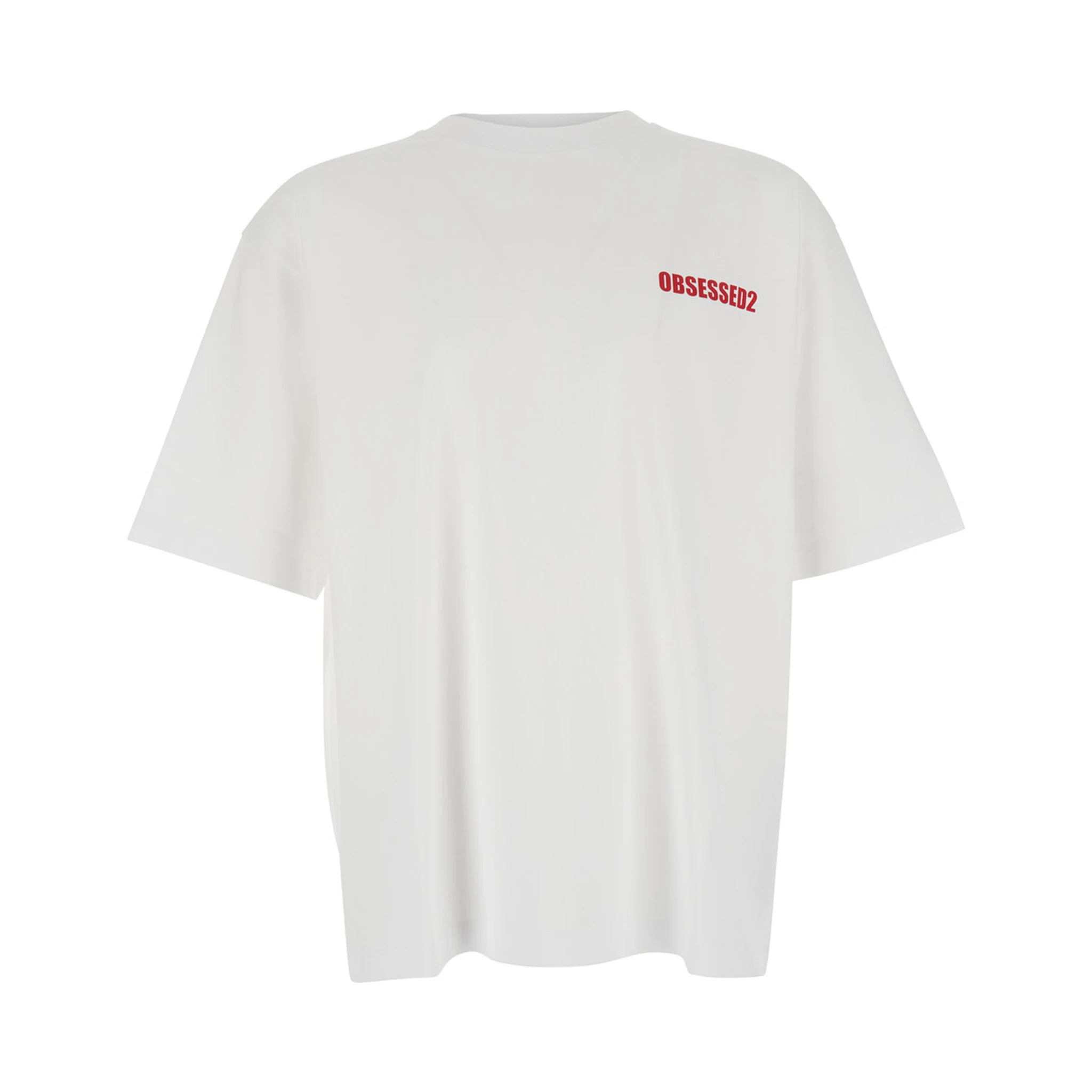 White T-Shirt with Logo on the Front in Cotton Man