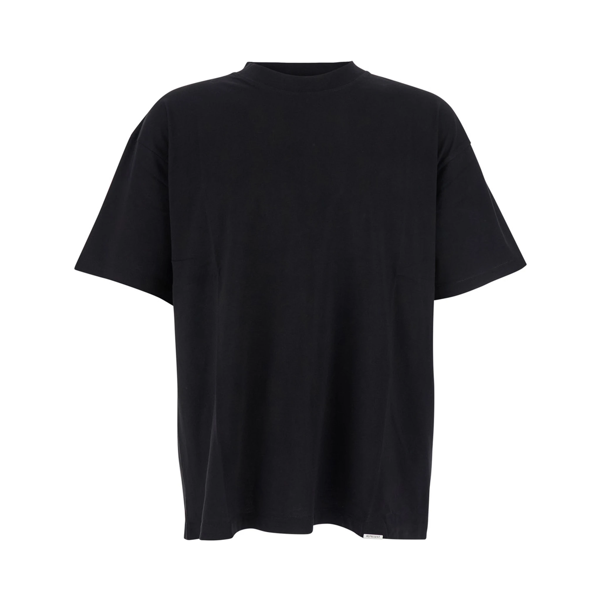 Black Crewneck T-Shirt with Logo Embroidery on the Rear and Logo Patch on the Hem in Cotton Jersey Man