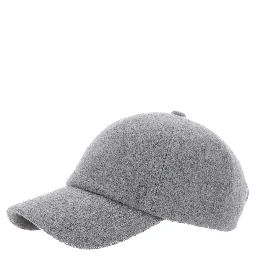 Grey Baseball Cap with Logo Embroidery on the Front in Wool Woman