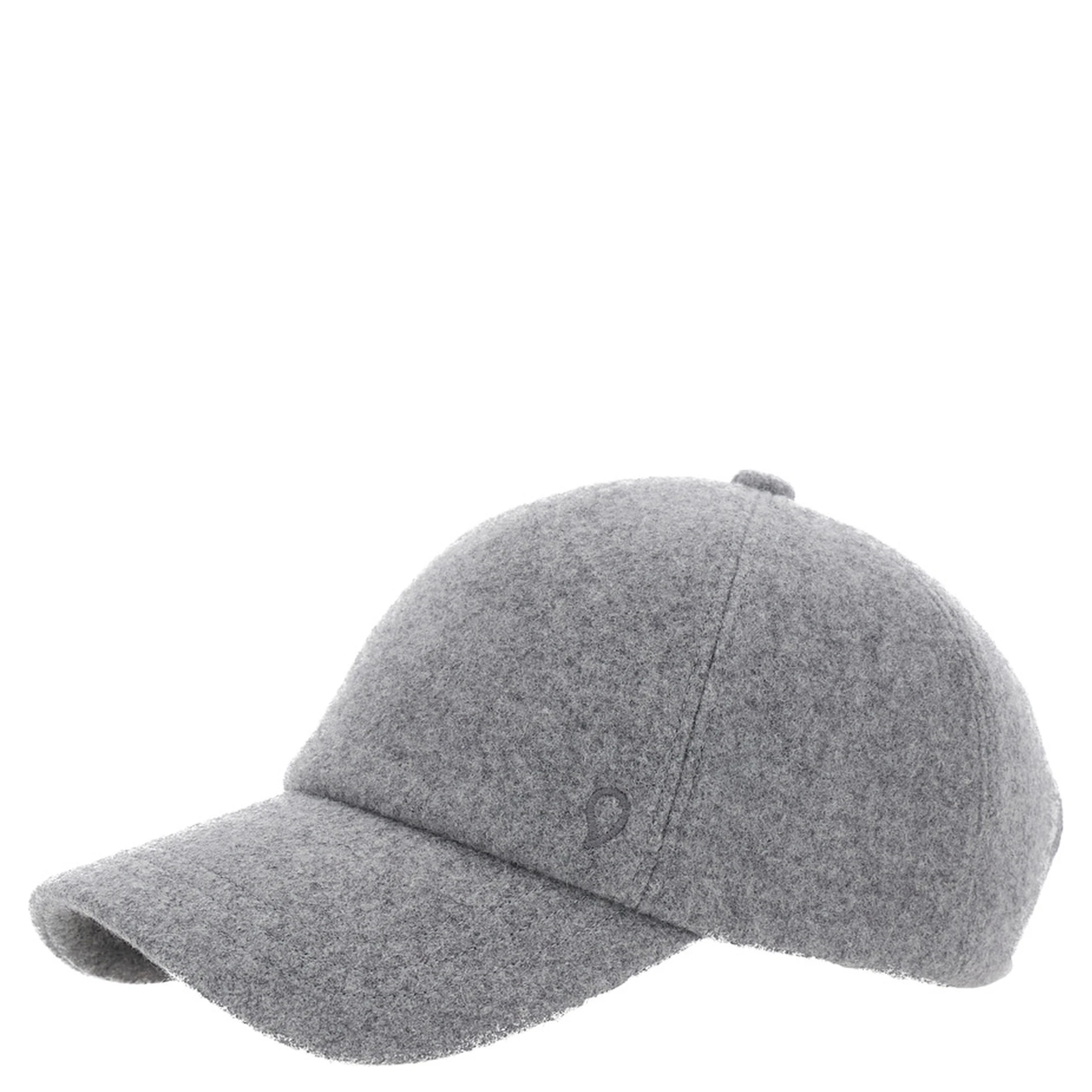 Grey Baseball Cap with Logo Embroidery on the Front in Wool Woman