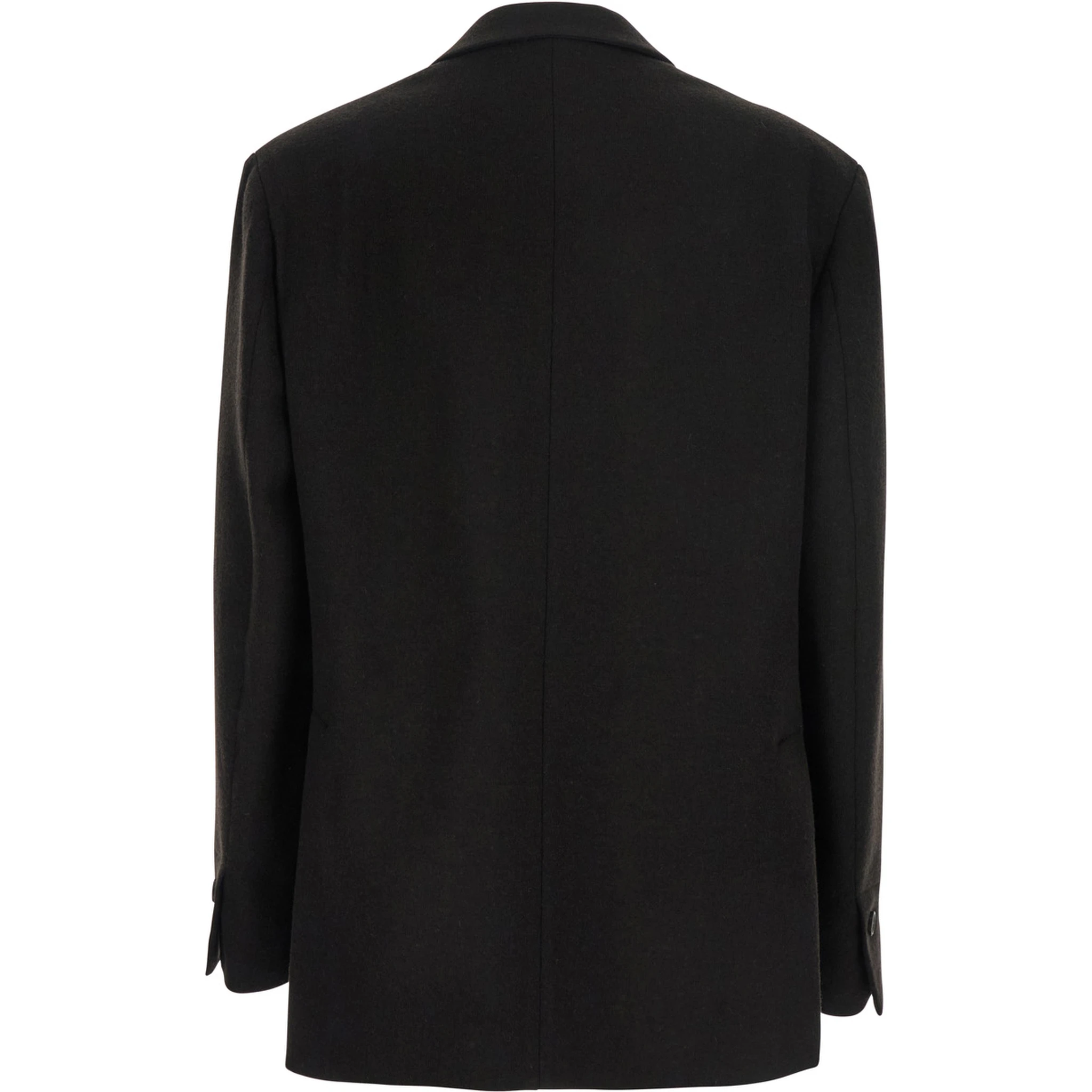 Frost Brown Double-Breasted Jacket with Peak Revers in Wool Woman