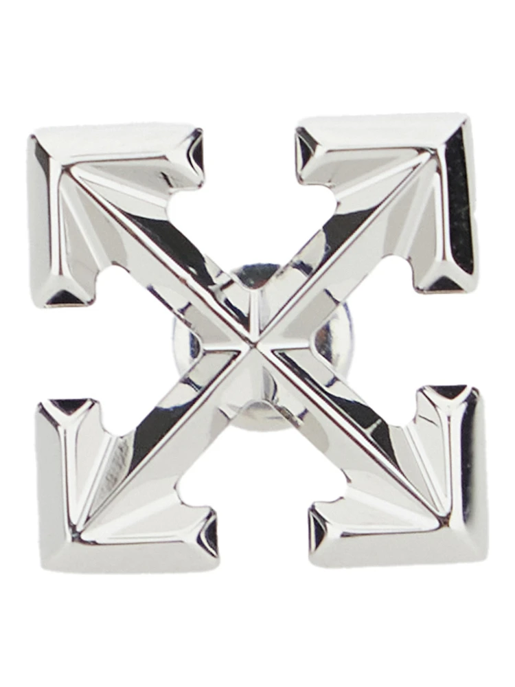 Silver-Tone Earrings with Arrow Design in Metal Man