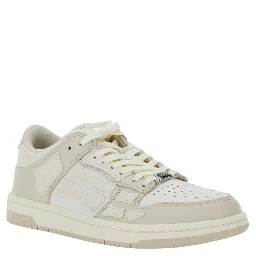 Skel Top Low Beige Sneakers with Logo Patch on theTongue and Contrasting Details on the Side in Leather Woman