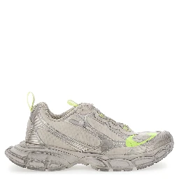 3XL Beige Low Top Sneakers with Logo Detail in Tech Fabric Man