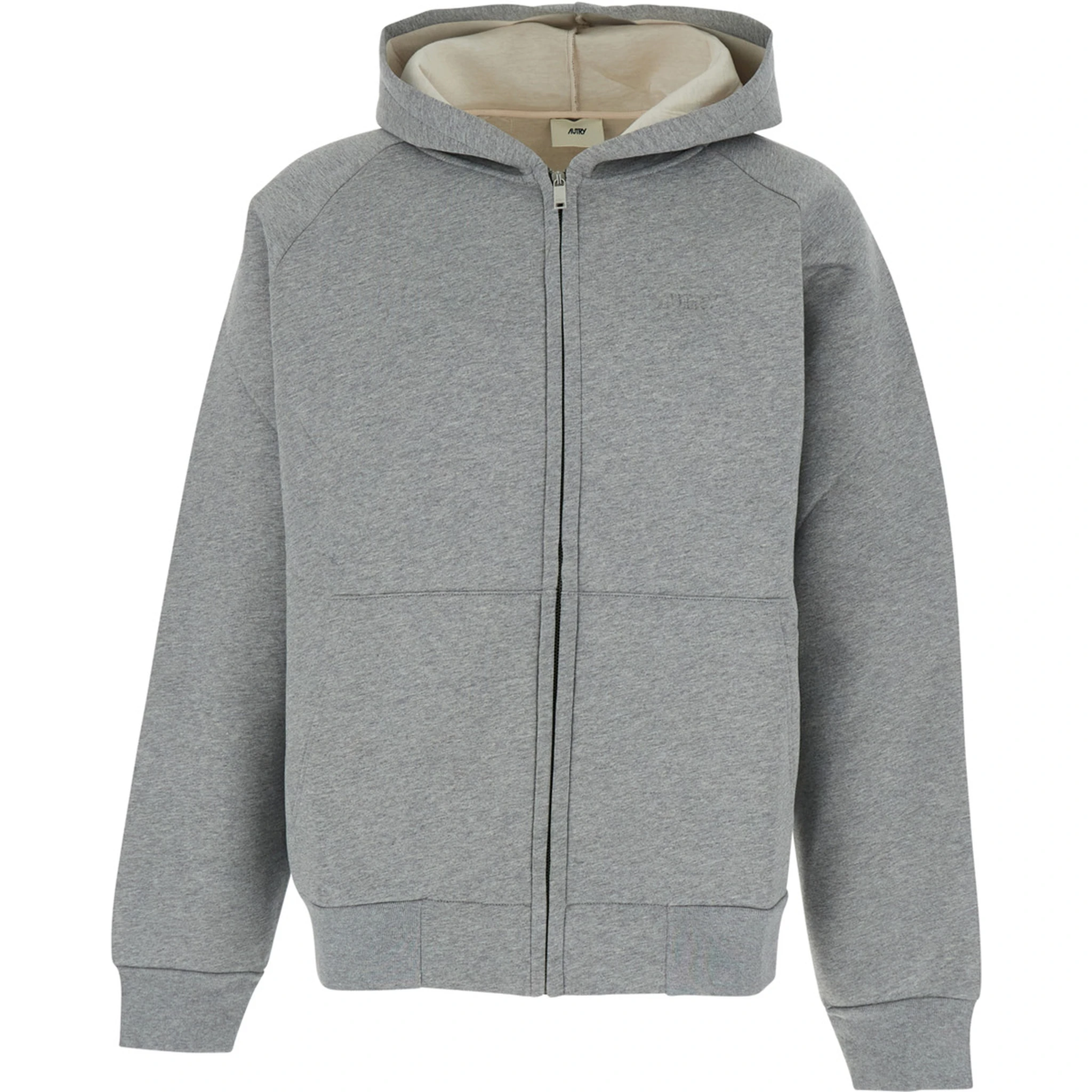 Grey Hoodie with Dropped Shoulders in Neoprene Man