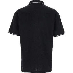 Black Polo Shirt with Classic Collar and Logo Lettering Embroidery on the Front in Cotton Man