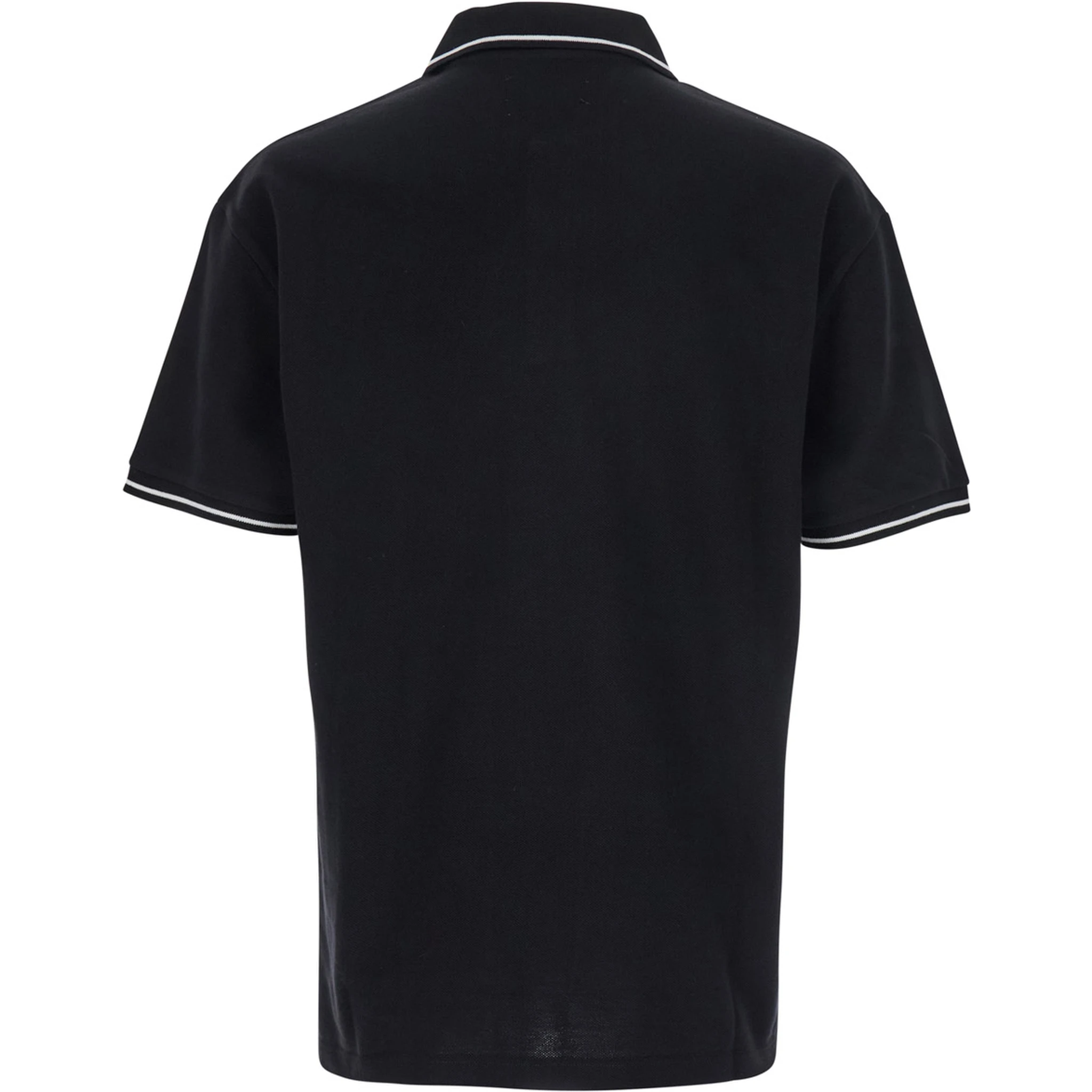 Black Polo Shirt with Classic Collar and Logo Lettering Embroidery on the Front in Cotton Man