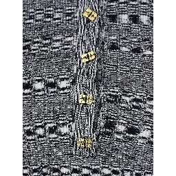 Black and White Polo Shirt with All-Over Space-Dye Effect and Button Closure in Fabric Woman