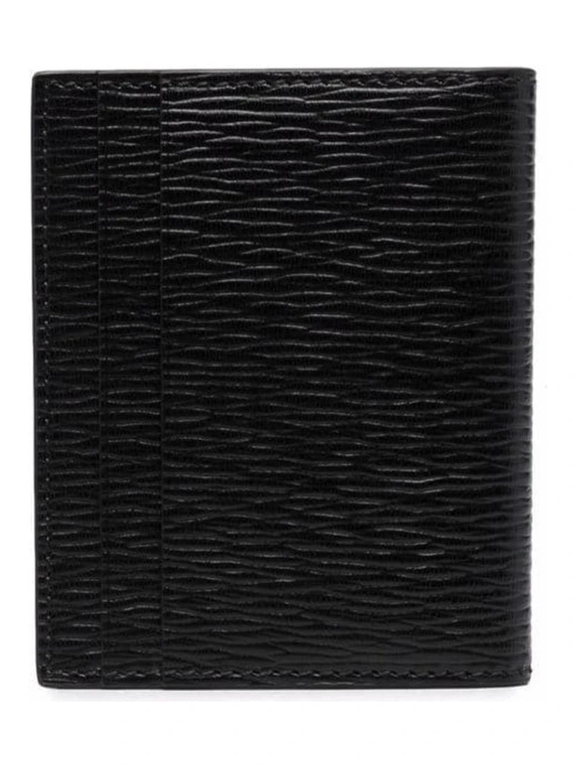 Black Cardholder with Gold-tone Gancini Logo in Calf Leather Man