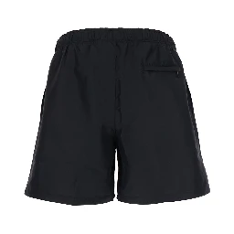 Black Swim Shorts with Elastic Drawstring Waist and Medusa Embroidery on the Front in Tech Fabric Man