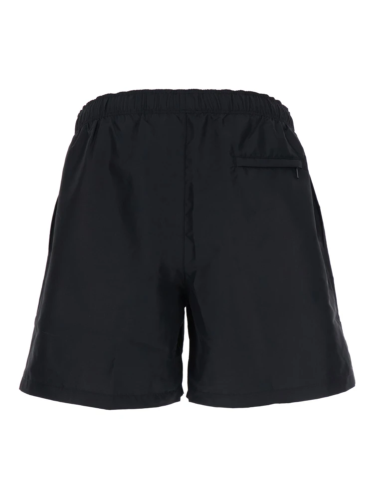 Black Swim Shorts with Elastic Drawstring Waist and Medusa Embroidery on the Front in Tech Fabric Man alternative