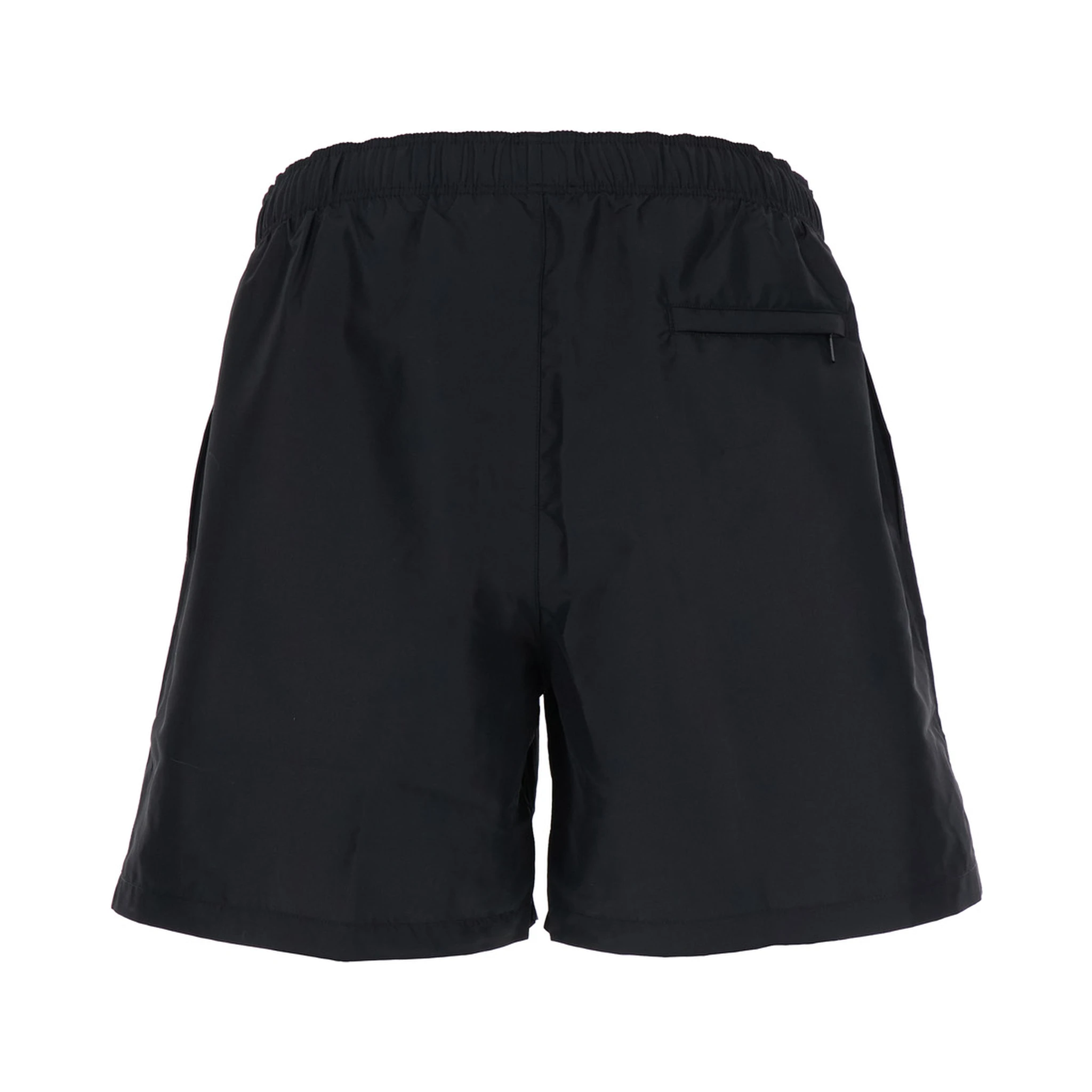 Black Swim Shorts with Elastic Drawstring Waist and Medusa Embroidery on the Front in Tech Fabric Man