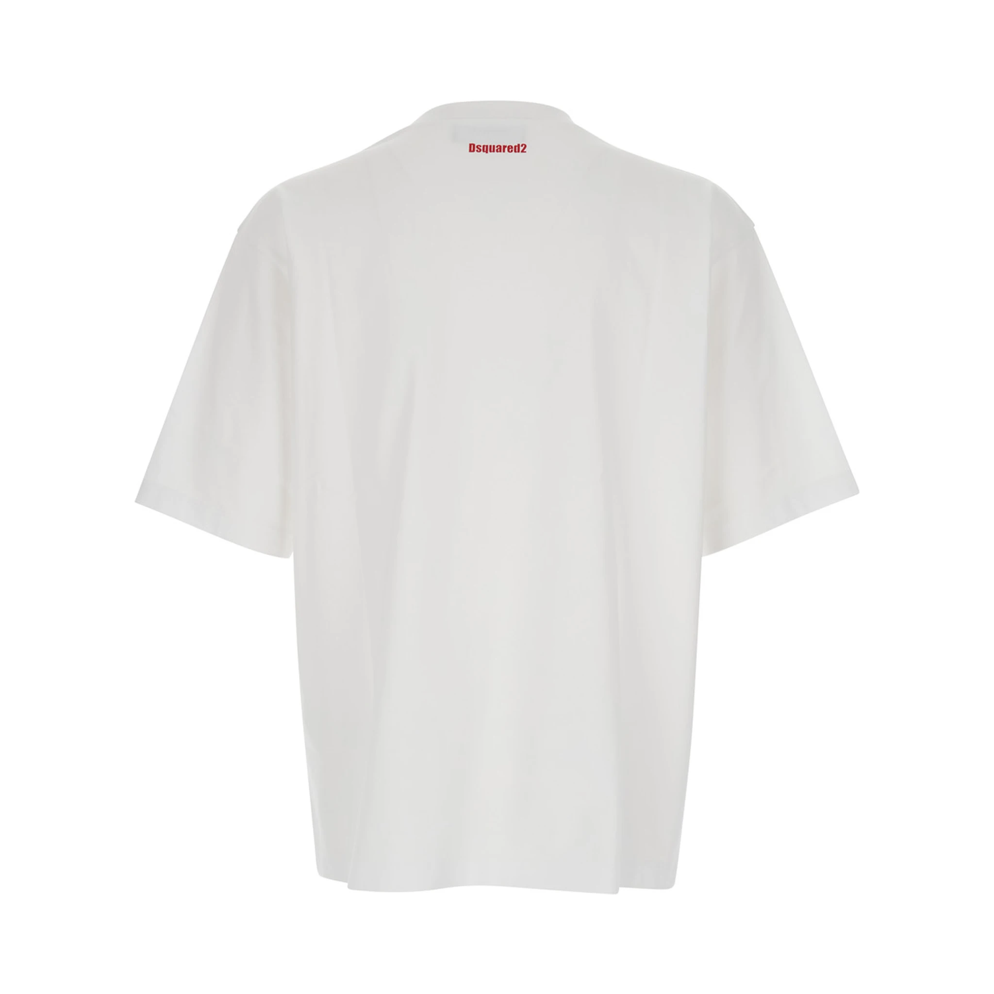 White T-Shirt with Logo on the Front in Cotton Man