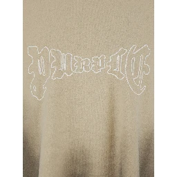 Beige Crewneck T-Shirt with Logo Print on the Front and Faded Effect in  Cotton Man