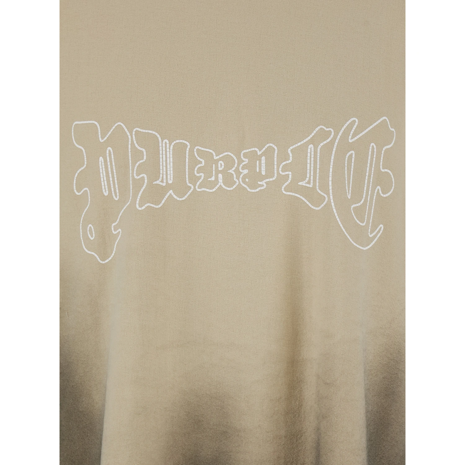 Beige Crewneck T-Shirt with Logo Print on the Front and Faded Effect in  Cotton Man