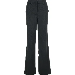 Black Trousers with Damask Effect in Fabric Woman
