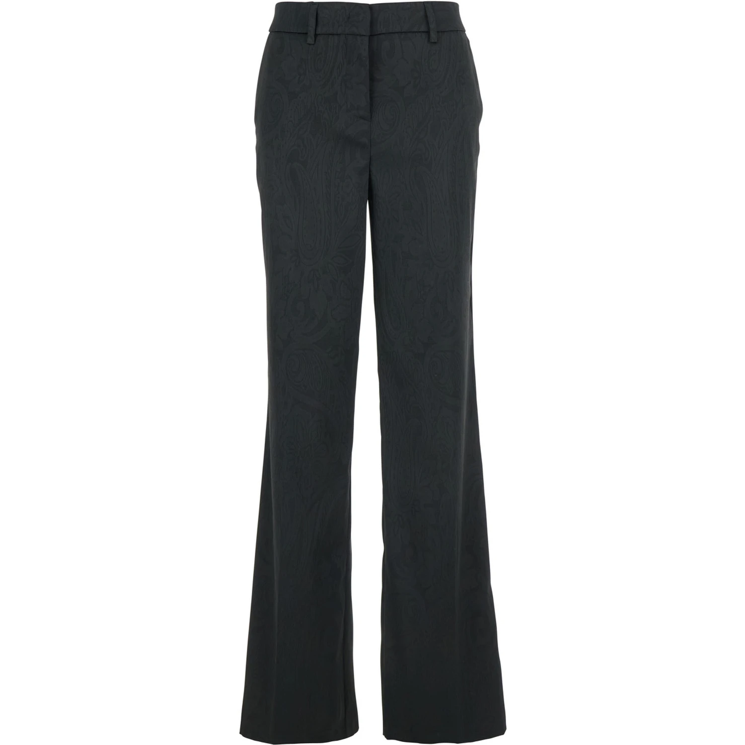 Black Trousers with Damask Effect in Fabric Woman