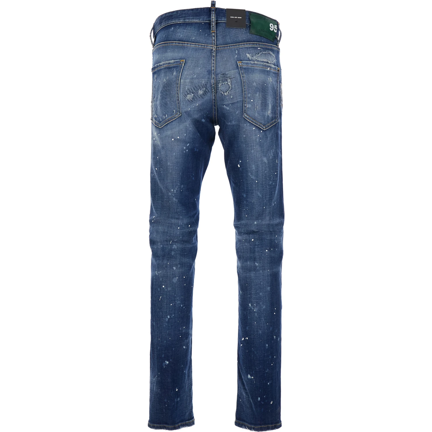 Cool Gut Blue Jeans with Belt Loops and All-Over Painted Details in Denim Man