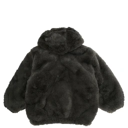 Grey Jacket with Logo Patch on the Front in Faux Fur Boy