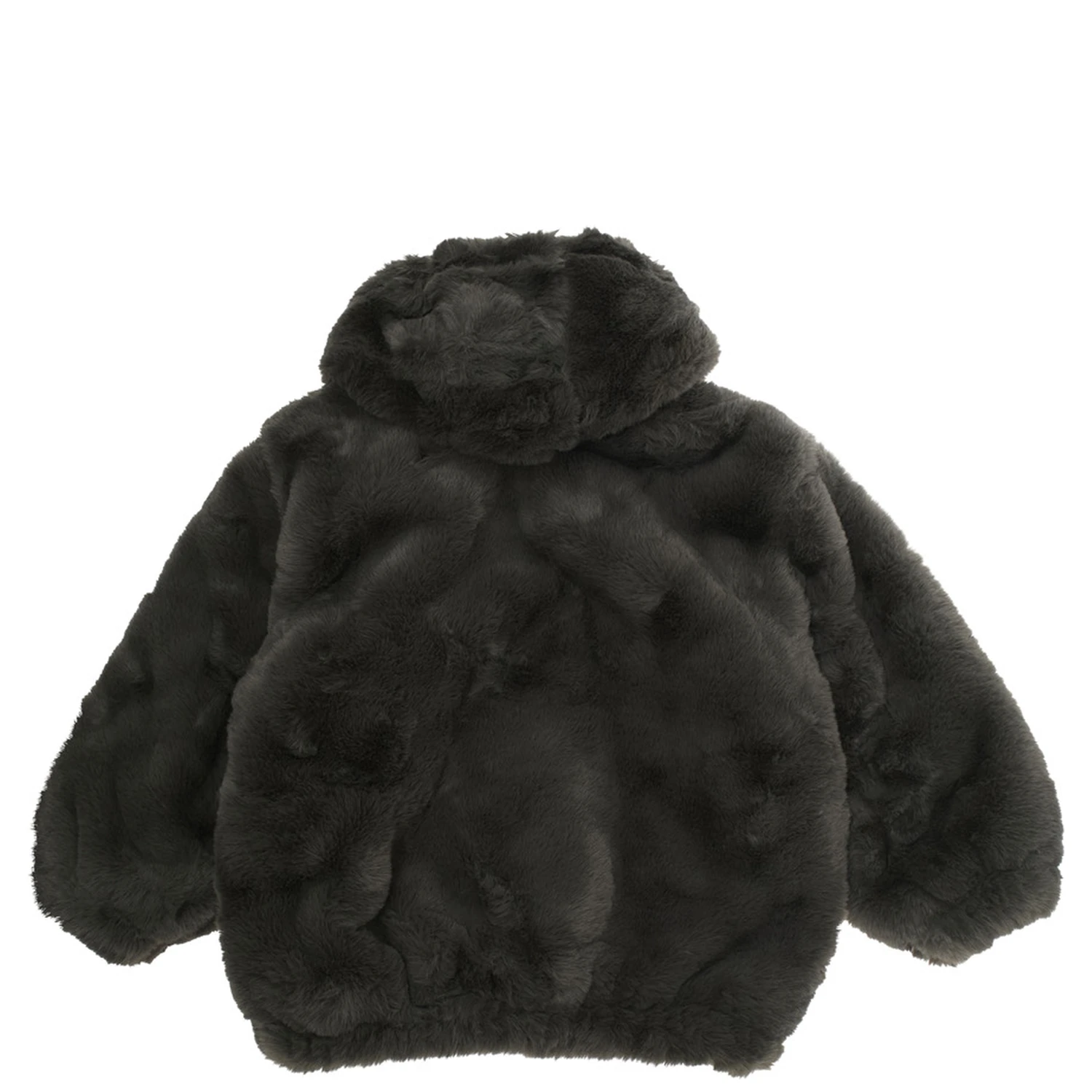 Grey Jacket with Logo Patch on the Front in Faux Fur Boy