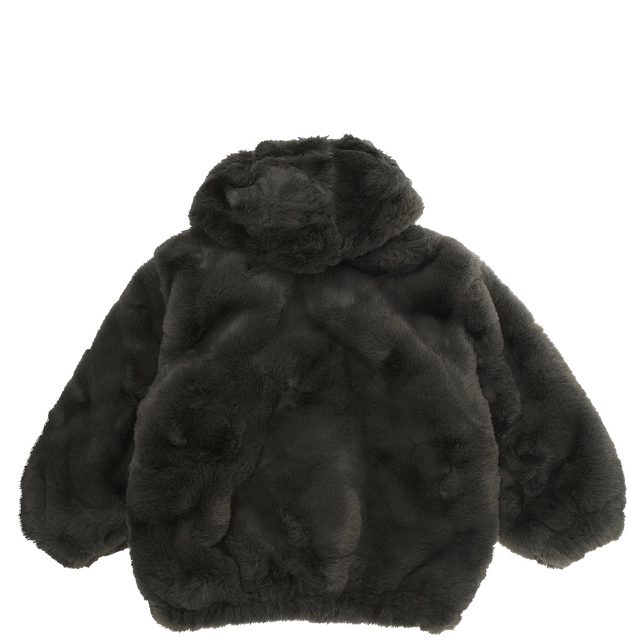 Grey Jacket with Logo Patch on the Front in Faux Fur Boy