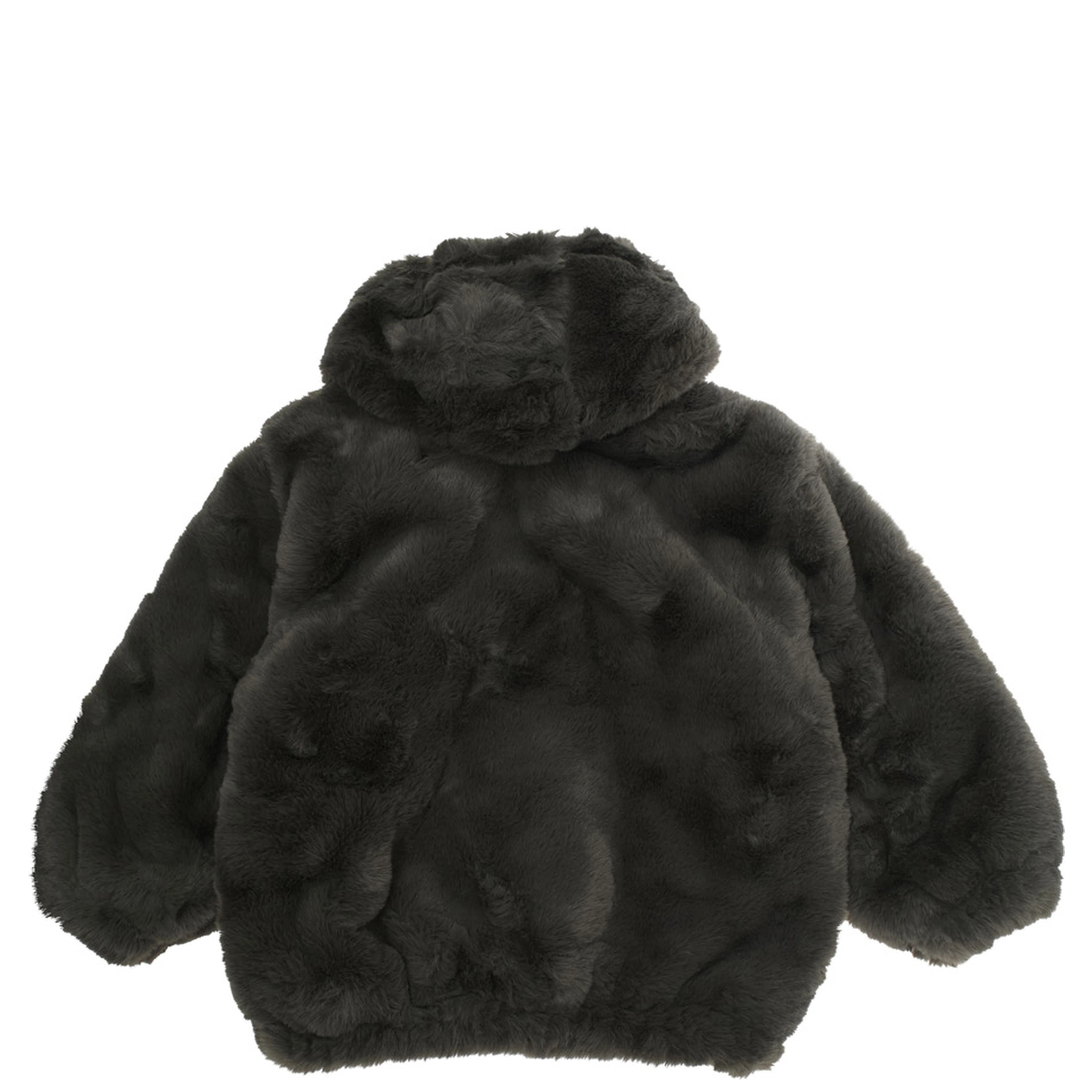 Grey Jacket with Logo Patch on the Front in Faux Fur Boy
