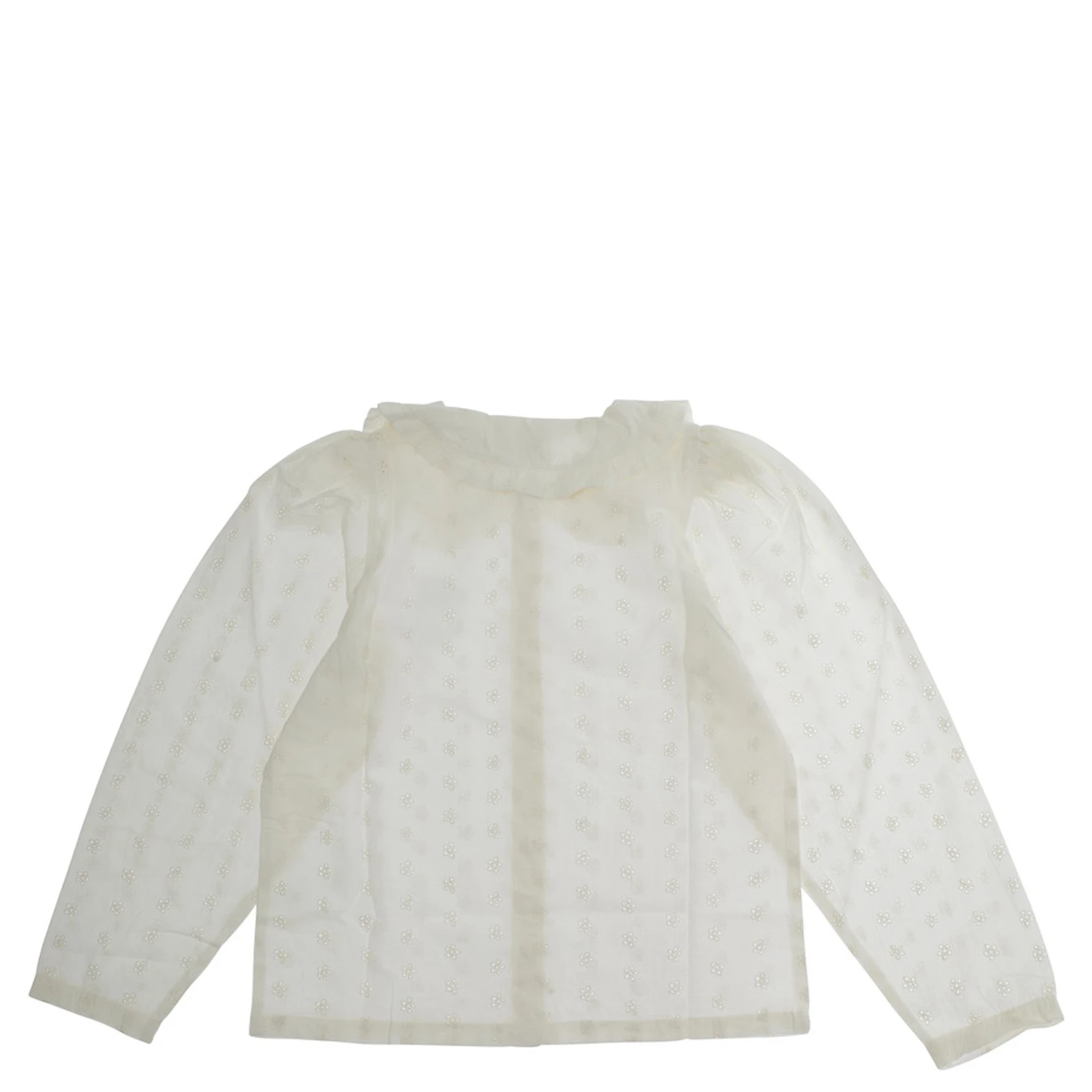 White Shirt with Peter Pan Collar and Strawberry Embroidery in Cotton Girl