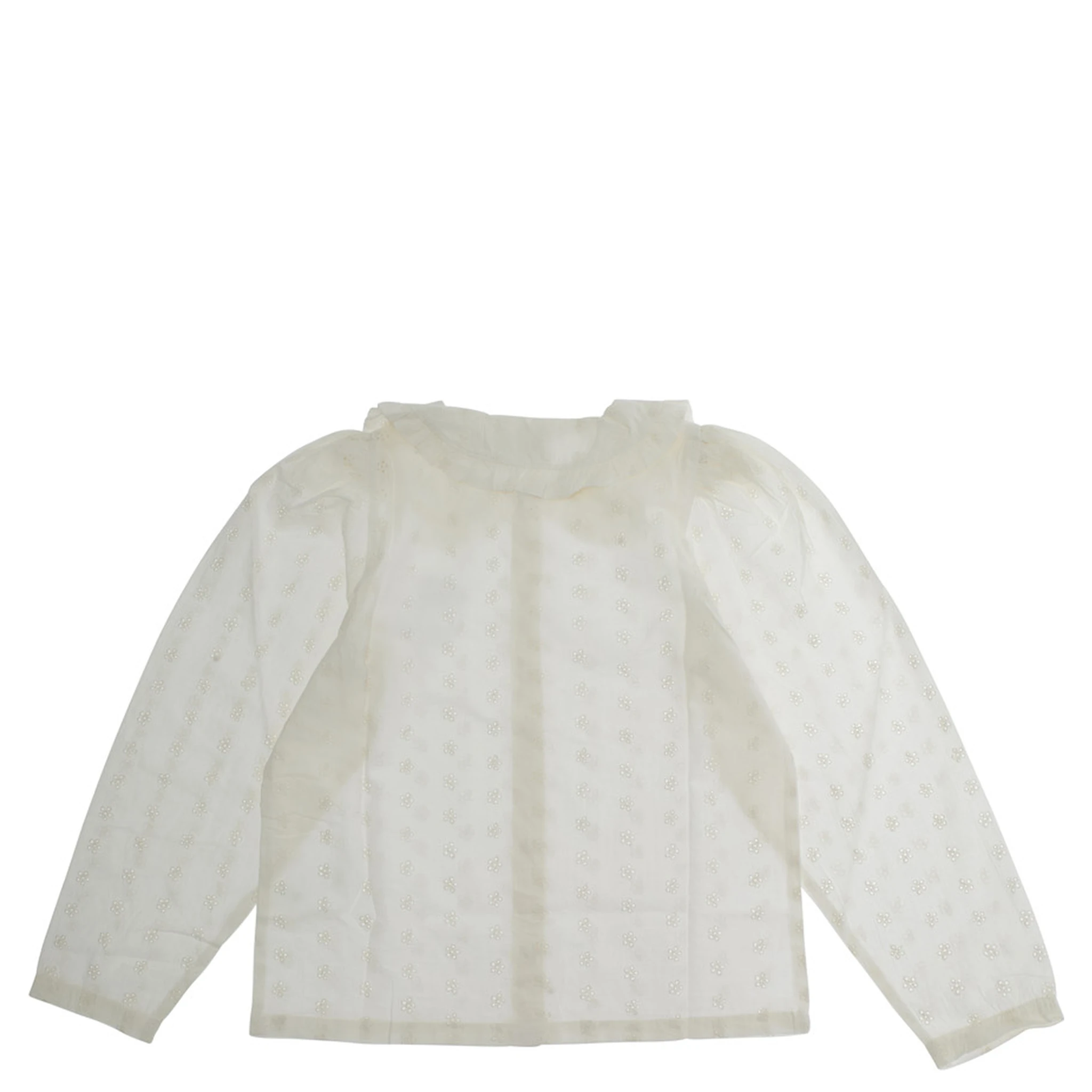 White Shirt with Peter Pan Collar and Strawberry Embroidery in Cotton Girl