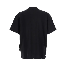 Black Crewneck T-Shirt with Logo Embroidery on the Rear and Logo Patch on the Hem in Cotton Jersey Man