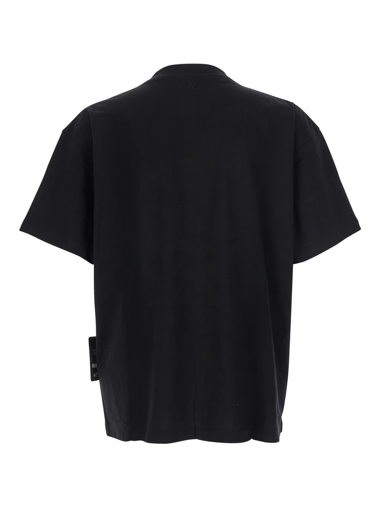 Black Crewneck T-Shirt with Logo Embroidery on the Rear and Logo Patch on the Hem in Cotton Jersey Man alternative