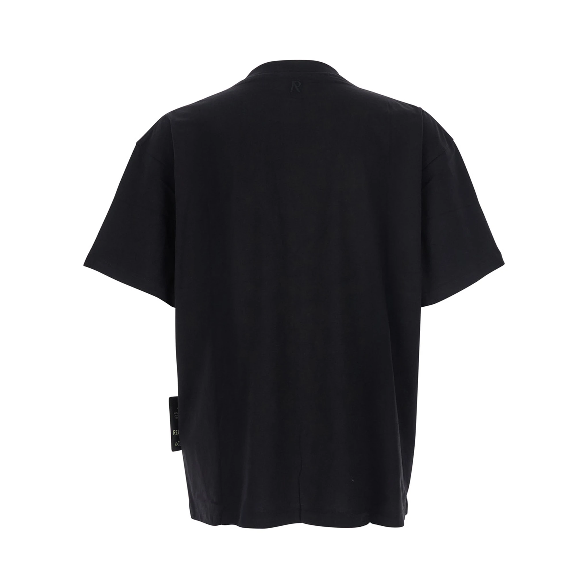 Black Crewneck T-Shirt with Logo Embroidery on the Rear and Logo Patch on the Hem in Cotton Jersey Man