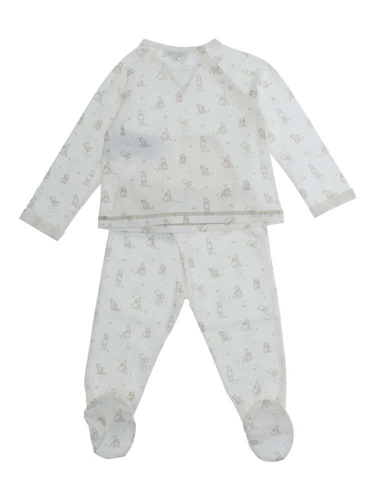 White Set of Two with All-Over Motif in Cotton Baby alternative