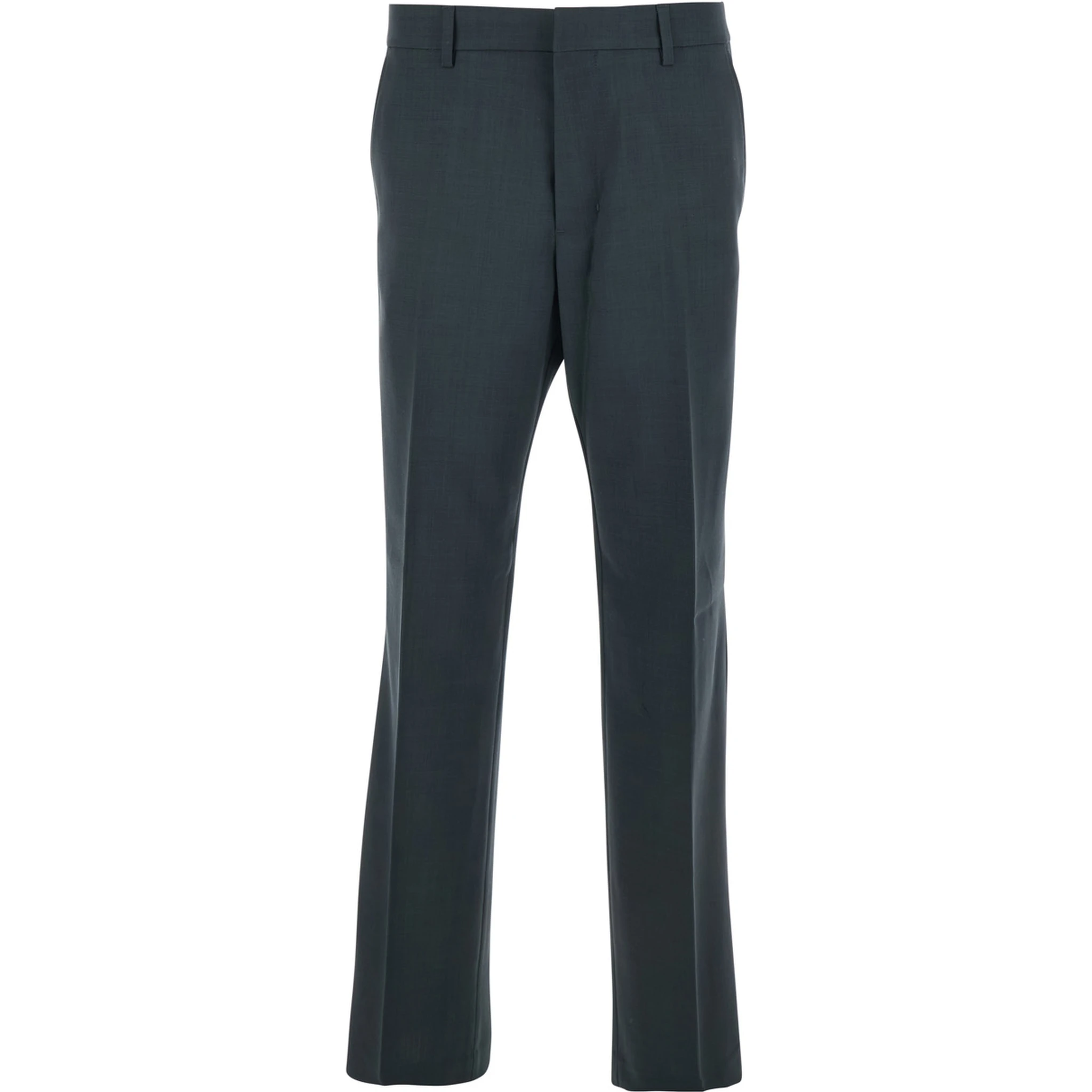 Grey Pants with Belt Loops and Front Concealed Closure in Wool Man