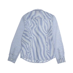 Light Blue Shirt with Logo Embroidery on the Front and All-Over Striped Motif in Cotton Boy