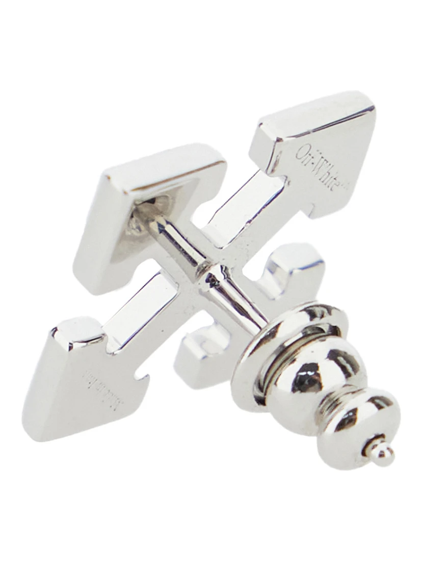 Silver-Tone Earrings with Arrow Design in Metal Man