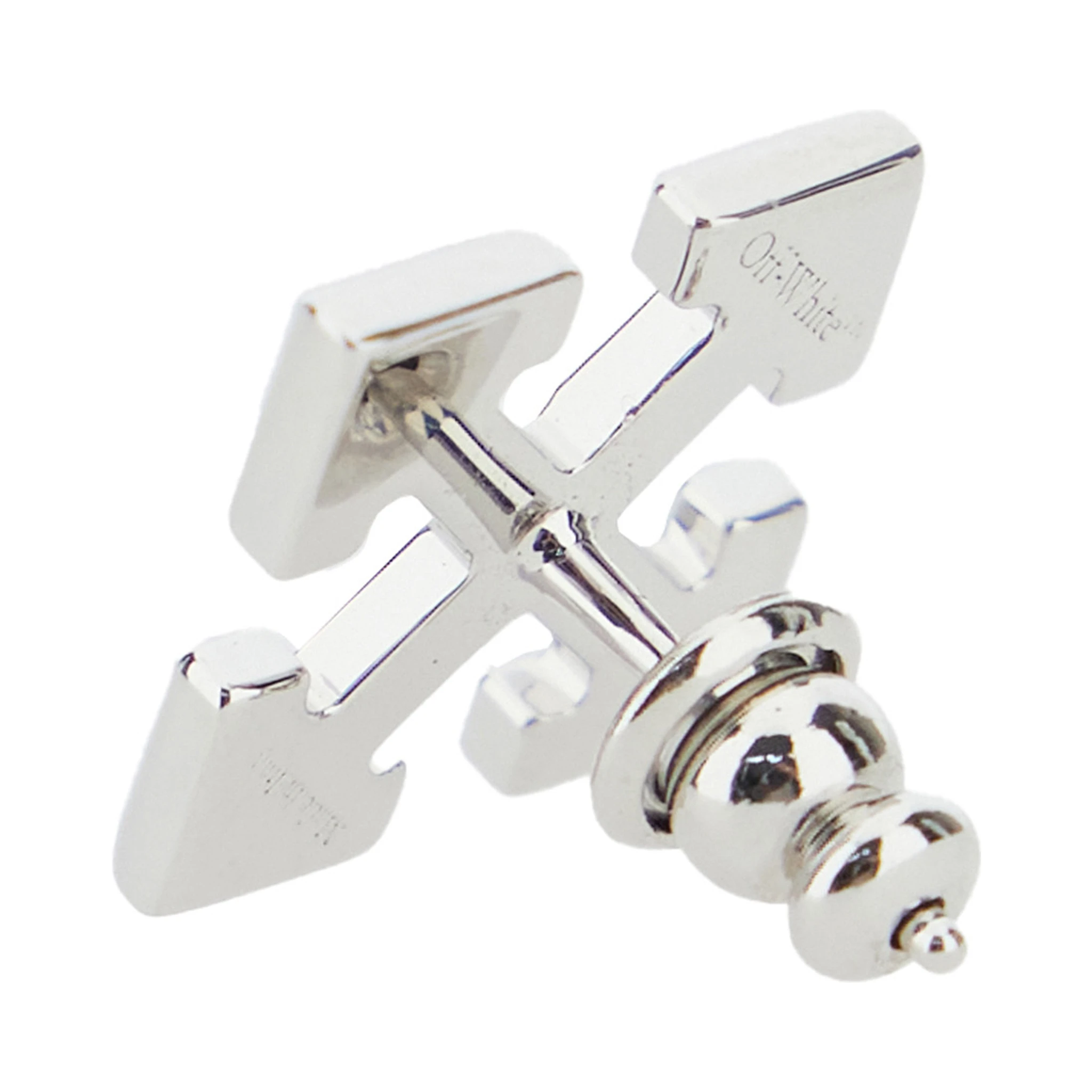 Silver-Tone Earrings with Arrow Design in Metal Man