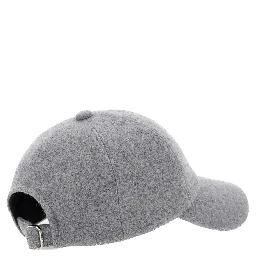 Grey Baseball Cap with Logo Embroidery on the Front in Wool Woman
