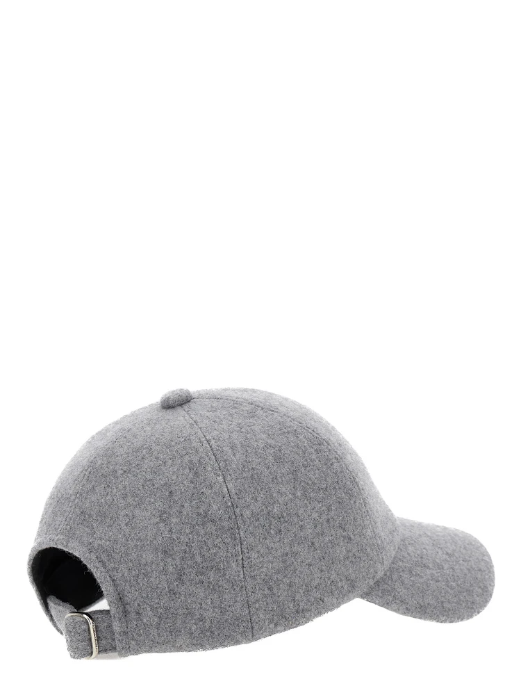 Grey Baseball Cap with Logo Embroidery on the Front in Wool Woman alternative