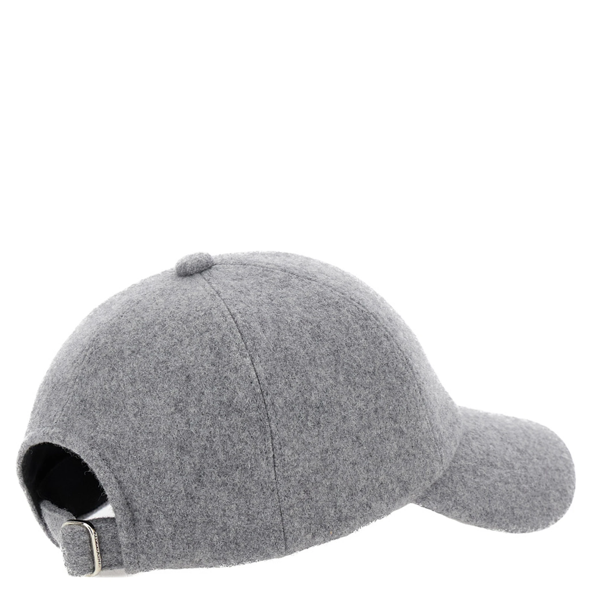 Grey Baseball Cap with Logo Embroidery on the Front in Wool Woman